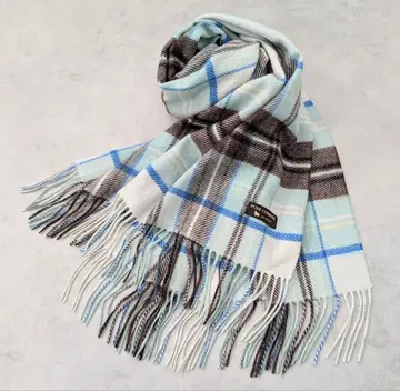 미사용 23구 캐시미어 100% 체크 무늬 스톨 대형 머플러 택 없음