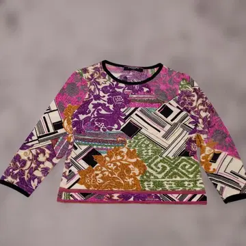 LEONARD 멀티 컬러 꽃무늬 7부 소매 니트