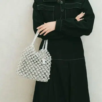 jouetie 로고 복조리 포함 비즈 편직 백 아이보리 택 포함 새상품