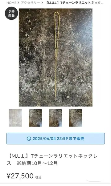 M.U.L. 매트 골드 T 체인 라리엣 목걸이 2025년 6월 예약분