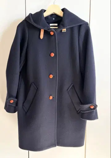 IENA 멜톤 코트 네이비 싸개 단추 38 사이즈