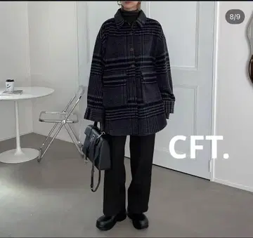 새상품급 CFT 체크 무늬 오버 사이즈 셔츠 자켓 그레이 셔츠 hunch