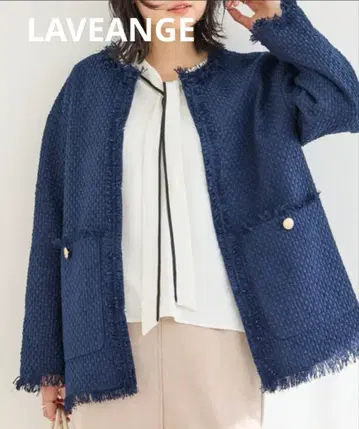 LAVEANGE 라비앙제 트위드 자켓 네이비 LL 골드 버튼