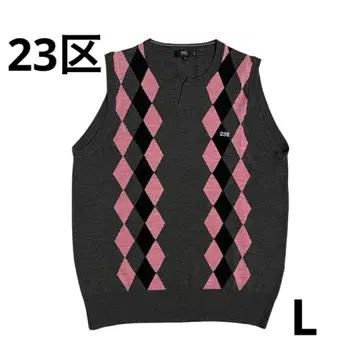 23구 골프 베스트 니트 울 100% 핑크 그레이 L
