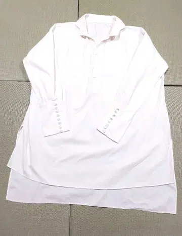 UNIVERSAL TISSU 면 100% 잔골 블라우스 화이트 튜닉