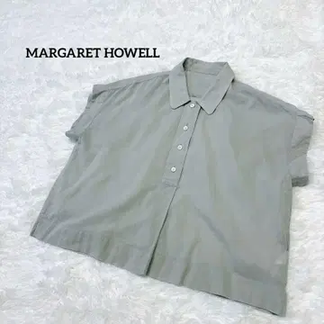 마가렛호웰 반팔 셔츠 I 코튼 그레이 루즈핏 무지