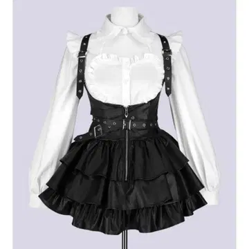 QOOZA IMVAL / 프릴 레더 드레스 [BLK]