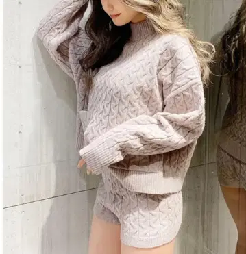 GYDA 제이다 케이블 니트 셋업 핑크 베이지 세트