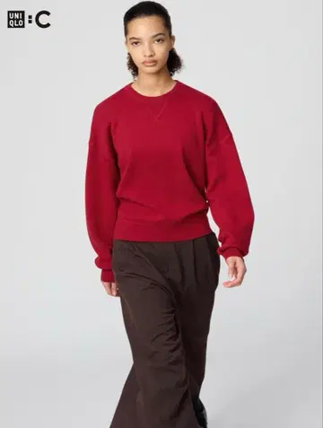 UNIQLO C 유니클로 스무스 코튼 크루넥 스웨터 레드 M