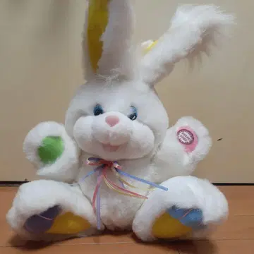빈티지 귀가 긴 퍼가 귀여운 화이트 토끼 봉제 인형 USA