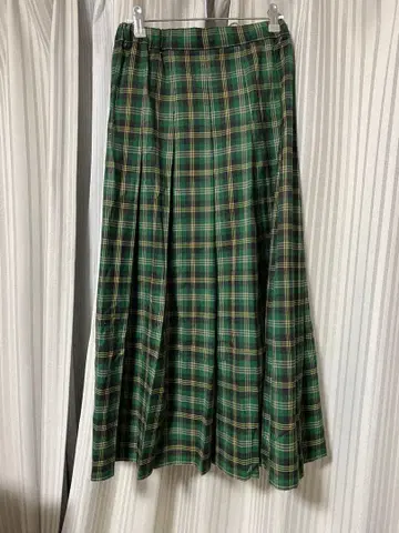 [ 스튜디오 클립 ] 그린 계열 체크 롱 플리츠 스커트