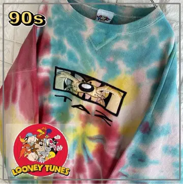 [ 90s ] 루니 툰즈 TAZ 타이다이 패턴 맨투맨 XL 4432