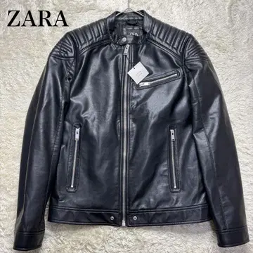 [미사용 보관품] 자라 페이크 레더 라이더스 바이커 자켓 블랙 L