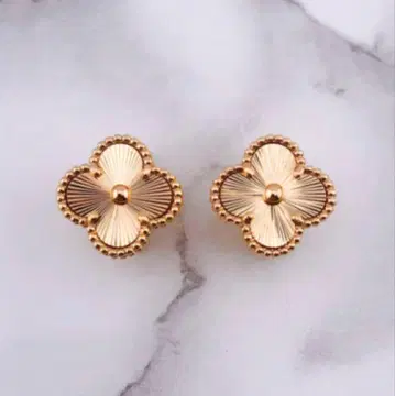 핑크 골드 클로버 귀걸이