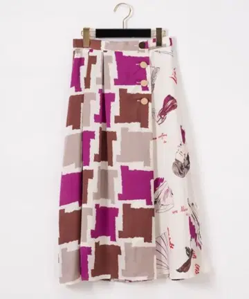 미사용 새상품 그레이스 콘티넨탈 프린트 콤비 스커트