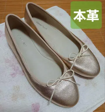 새상품 천연 가죽 펌프스 핑크 골드 발레 슈즈 가죽 플랫슈즈