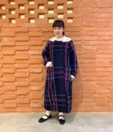 BEAMS BOY 슬라이버 니트 더블 코트 네이비