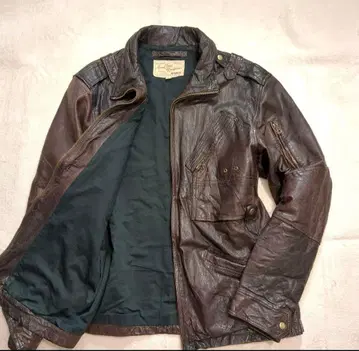 아비렉스 다크 브라운 가죽 싱글 라이더 자켓