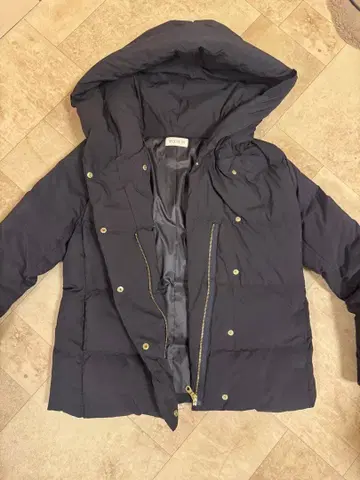 새상품급 PLST 워셔블 다운 네이비 후드 부착 다운 자켓