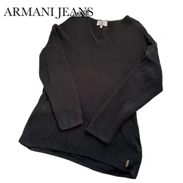 ARMANI JEANS 아르마니진스 메쉬 니트 V넥 다크 그린