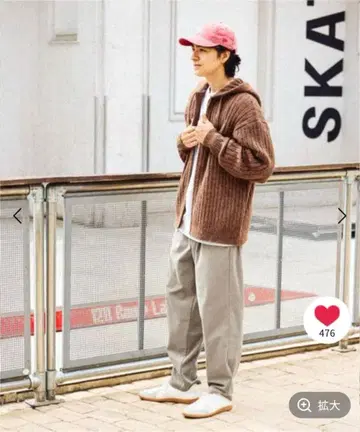 와이드 리브 니트 PK 카멜 M 사이즈