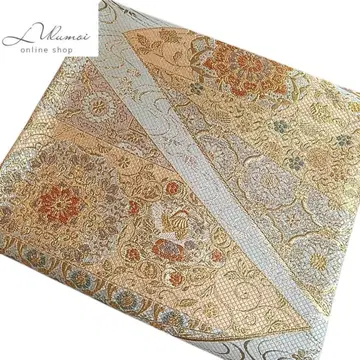 LULU18 후쿠로 오비 화문 새 봉황 원앙 꽃 당초 블루 그레이 금