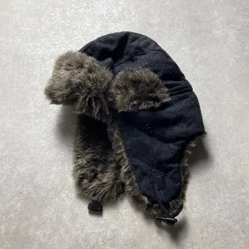 빈티지 플라이트 캡 블랙 울 비스코스 보아 커트 코베인 밀리터리