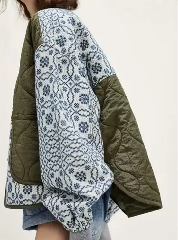 캐주얼 퀼팅 자켓 올리브 블루 계열