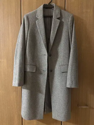 그레이 체스터 코트 울 혼방 2 버튼