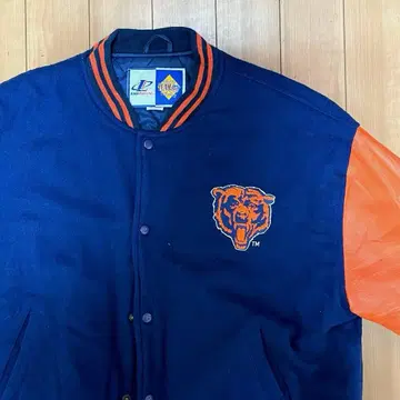 NFL 바시티 자켓 NFL 시카고 베어스 네이비 오렌지 90's