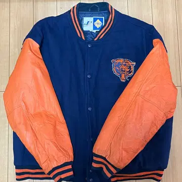 NFL 바시티 자켓 NFL 시카고 베어스 네이비 오렌지 90's