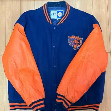 NFL 바시티 자켓 NFL 시카고 베어스 네이비 오렌지 90's
