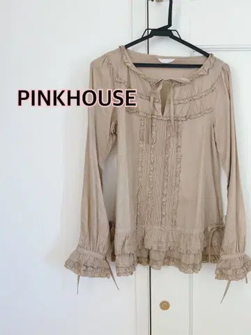 [ 새상품급 ] PINKHOUSE 베이지 프릴 긴팔 블라우스