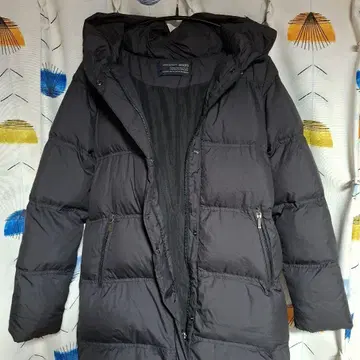 어반 리서치 도어스 숄 후드 롱 다운 코트 블랙