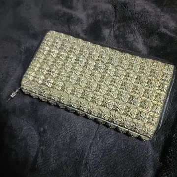 가죽 장지갑 실버 블랙