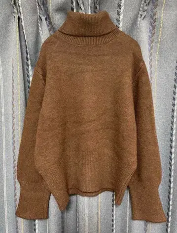 빈티지 구제 의류 하이넥 스웨터 니트 두꺼운 원단 브라운 터틀넥