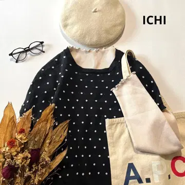 b1868* ICHI 이치 린넨코튼 도트 니트 풀오버