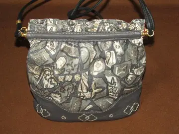 [ 새상품급 가죽제품 프린트 무늬 숄더백 그레이 ] 제조사 불명