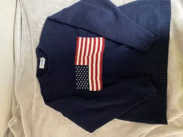 레어 구제 의류 NEW ERA 미국 성조기 패턴 니트 L 네이비 USA