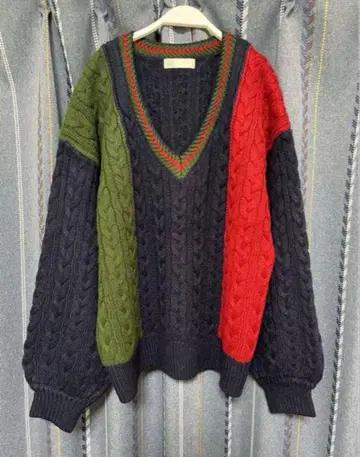컬러풀한 케이블 짜임 V넥 니트 스웨터 아메리칸 레트로 칠드런 니트