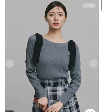 CELFORD [워셔블] 숄더 리본 니트 풀오버 GRY