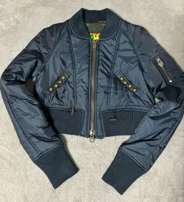 네이비 크롭 MA-1 자켓 스터드 y2k 헤이세이 짧은 기장