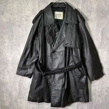 최고급 소가죽 레더 트렌치코트 벨트 포함 천연 가죽