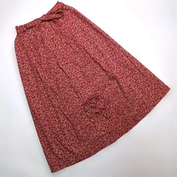 핑크하우스 빨간색 미니 꽃무늬 롱 스커트