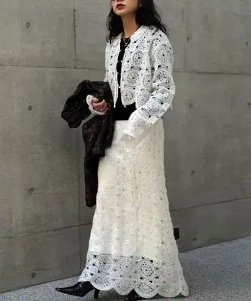 UND LACE LIKE KNIT SEMI FLARE SKIRT