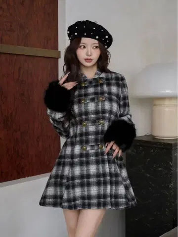 다리치 darich 케이프 체크 나폴레옹 코트