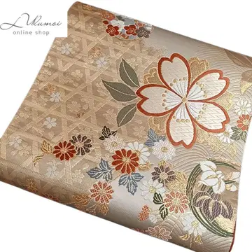 LULU22 후쿠로 오비 후리소데 꽃 가지꽃문 꽃술 은 금