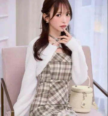 미셸 마카롱 michellMacaron 앙상블 체크 원피스