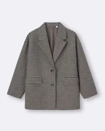 GU 코지 멜톤 체크 하프 코트 S