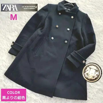 [ 자라 ZARA ] 더블 브레스트 힙 기장 울 혼방 네이비 블랙 M